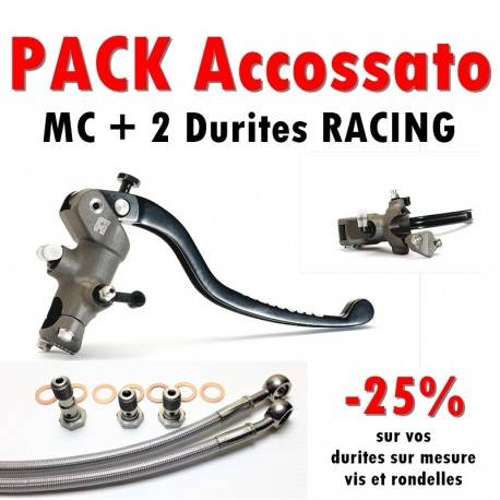 PACK Maitre cylindre de frein PR 19x20 ACCOSSATO + 2 Durites Racing - Ezdraulix