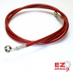 Stainless steel Banjos, Braided Hose Neon Red 71-89 cm - Durite aviation moto Ezdraulix
